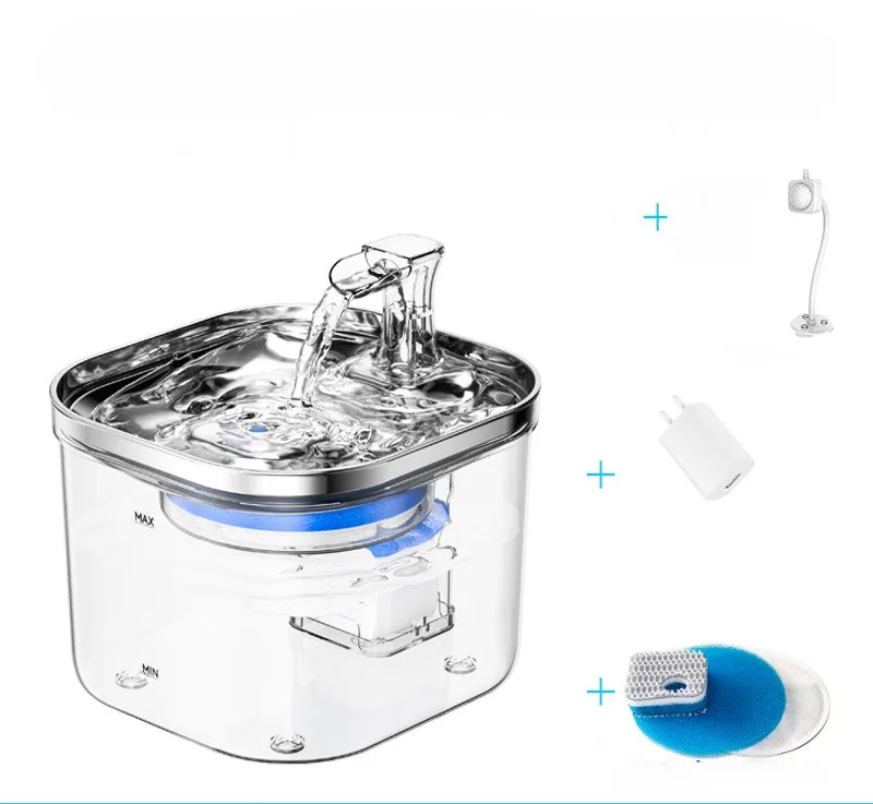 thumbnail image 1 of AMOBOX-Dispensador de agua para mascotas de acero inoxidable, inducción automática de fuente, temperatura constante inteligente, gatos y perros pequeños, 1 of 5