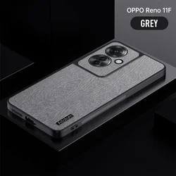 Premium PU Leather Wood-Pattern Protective Phone Case - Elegant Luxury Design for Oppo Reno8 Pro (Grey)