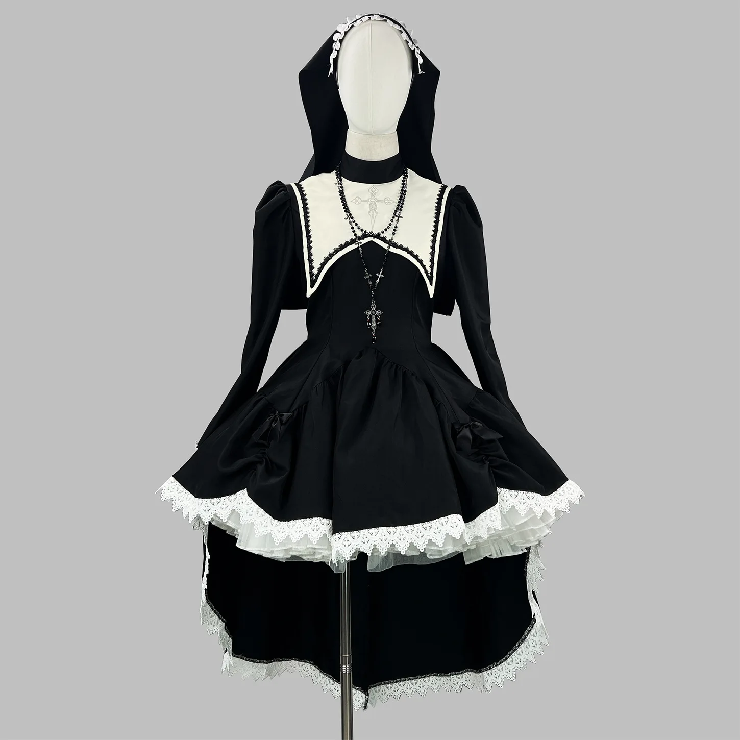 S -5XL Black Goth Nun Dress Cosplay Costume Girl Woman Anime Nun Dress Trending Party Halloween Costumes