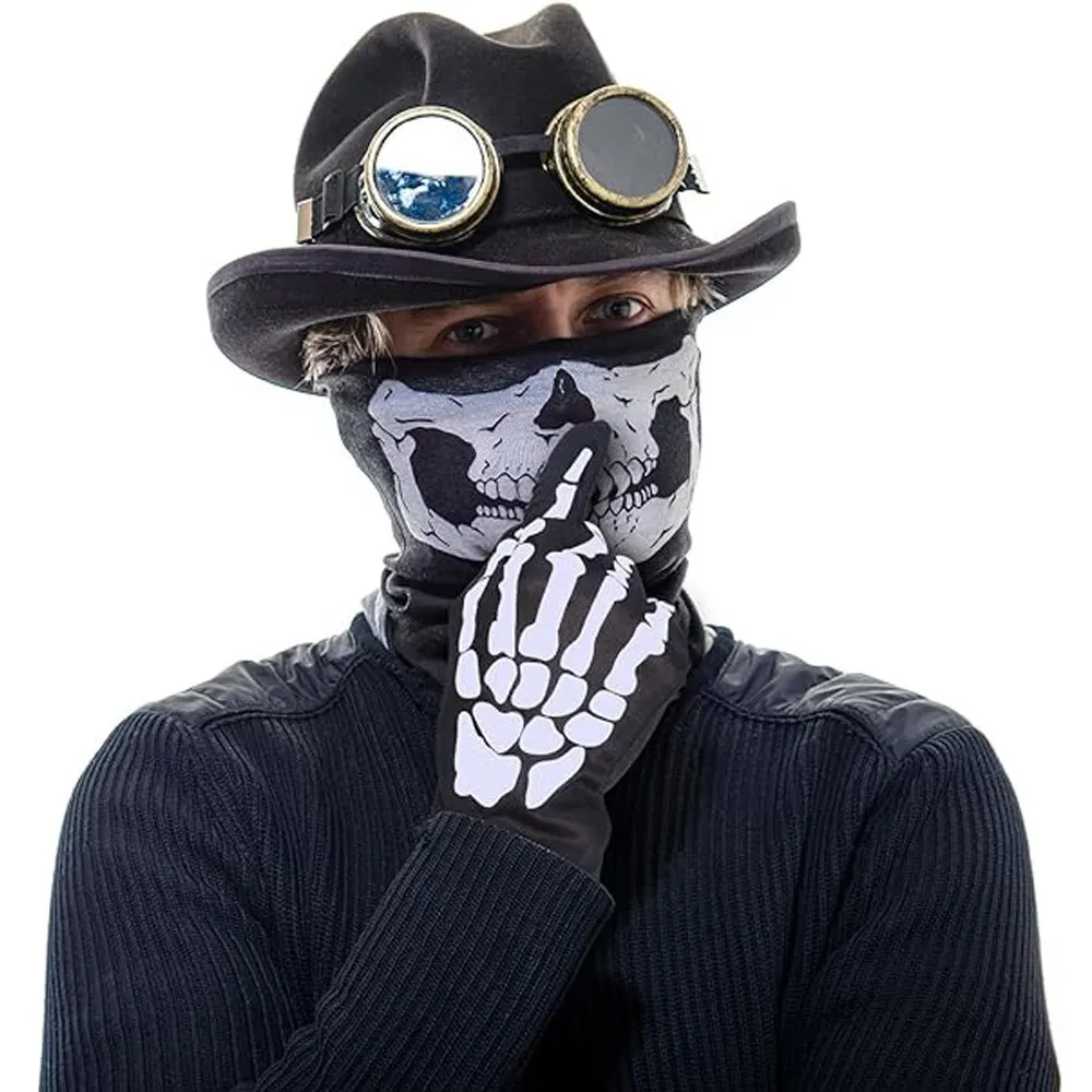 Cycling Gloves Halloween Skull Gloves Lightweight Full Finger Skeleton Costume Cosplay Equipment Accessories for Men Women Kids cycling gloves sport gloves