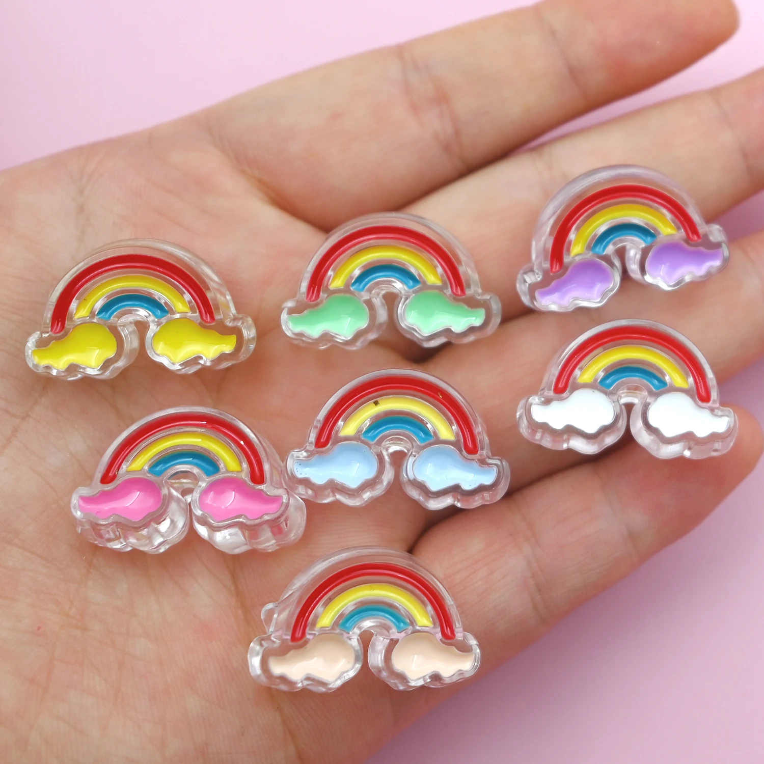 Rainbow Cloud Acrylic Beads for DIY Craft Accessories