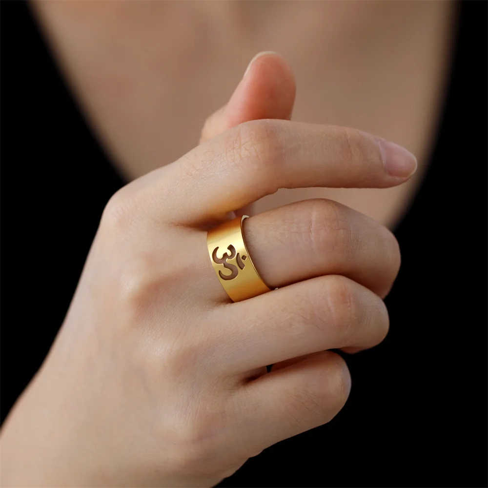 My Shape Yoga Om Symbol Rings Women Stainless Steel Finger Aum Ohm