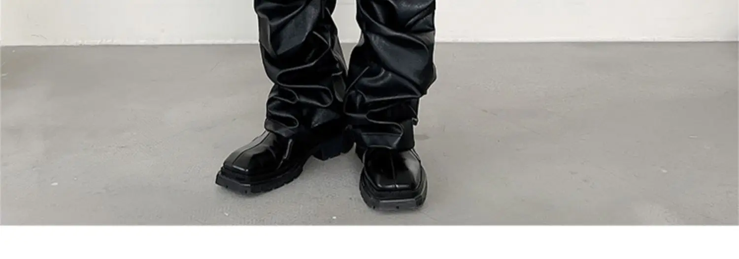 Description Picture 6 of itemLUZHEN High Street Pleated Design Leather Pants Men's Fashion 2024 New Original Straight Trousers Wide Leg Trendy Spring LZ3114