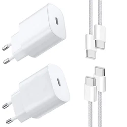 Dual Pack 20W USB C Fast Charger with 2m Nylon Cable - EU