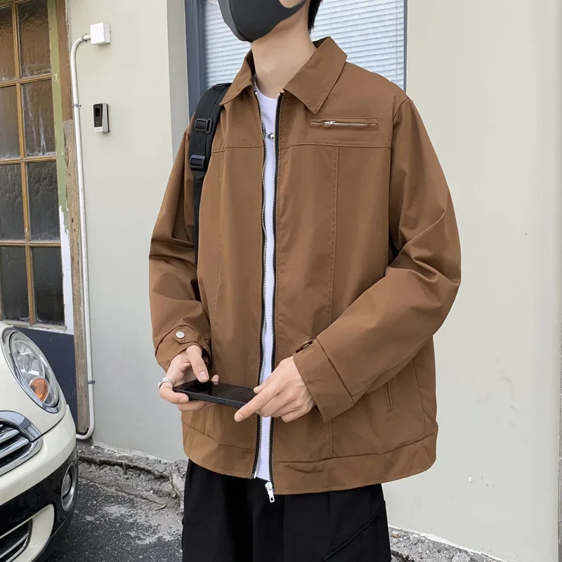 빈티지 스타일 루즈핏 남성용 재킷, 용수철 가디건, 하이 스트리트 트렌디 긴팔 학생 라펠, 두꺼운 여름
