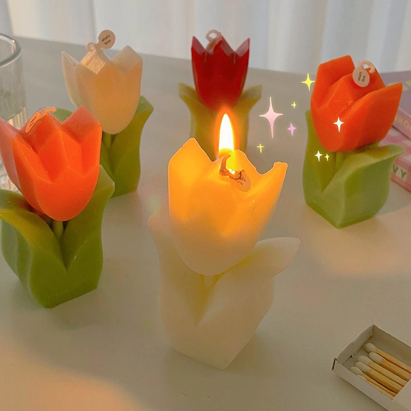 Bougie parfumée tulipe, jolie bougie d'aromathérapie, esthétique