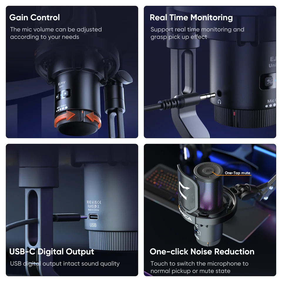 COMICA Uni Pro ワイヤレス USB ゲーミングマイク PC ラップトップ