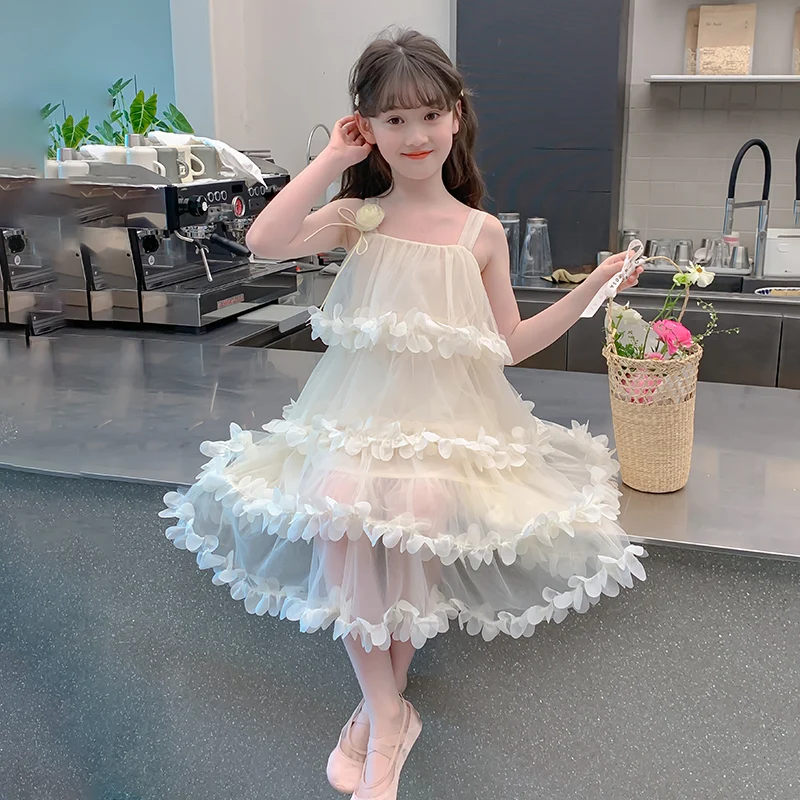 2025 Summer Multi layer Petal Strap Dress for Girls Sleeveless Princess  Dress Children's Festival Secret Dance Skirt Cake Skirt - AliExpress 1501