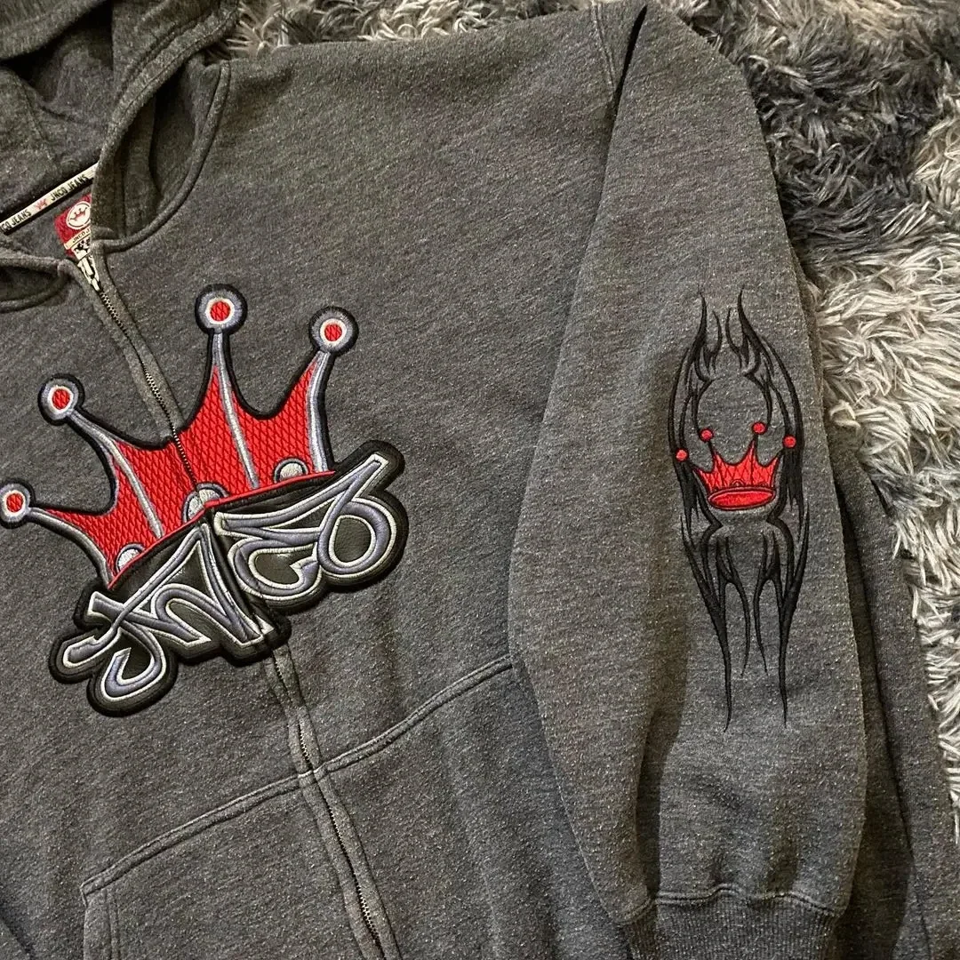 

Hip Hop JNCO Hoodie Embroidered Pattern Zipper Pullover Men Women Streetwear Casual Sweatshirt Fashion Retro Rock Gothic Jacket