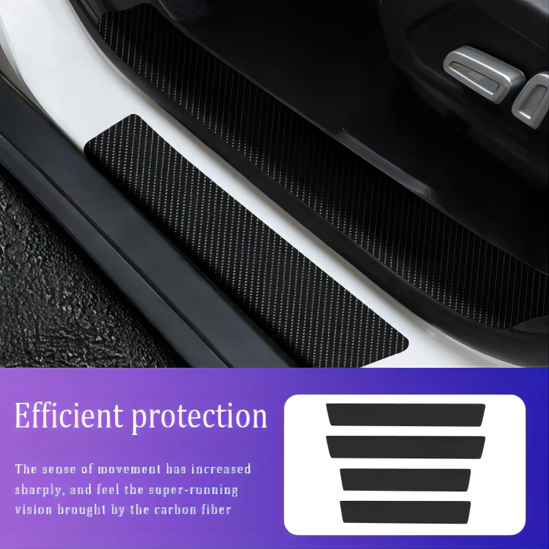 4/8pcs Car Door Threshold Scuff Plate Carbon Fiber Sill Protector Stickers For Toyota LAND CRUISER Auto Door Entry Pedal Guards