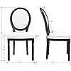 Description Picture 2 of itemBlack White Linen Dining Chairs Set of 6, Upholstered Dining Room Chairs with Round Rattan Back Vintage Accent