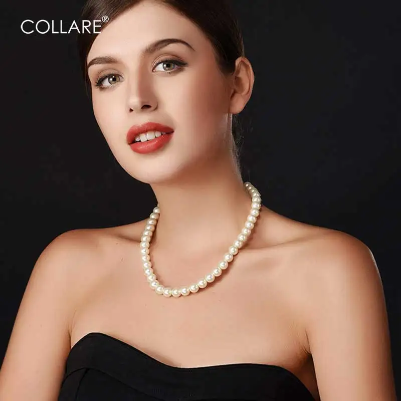 ChainsPro Simulated Pearl Choker Necklace Women Wedding/Bridal Gift Pearl Bead Statement Necklace Women Jewelry N036