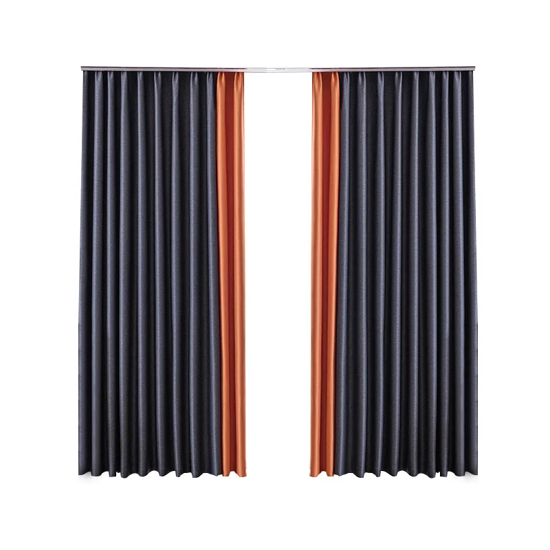 

Full blackout cotton and linen curtains solid color stitching home curtain living room bedroom balcony hotel curtain fabric yy