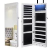 LED Lighted Wall-Mounted Jewelry Armoire Cabinet Organizer with Full-Length Mirror White Wood Storage Solution 1