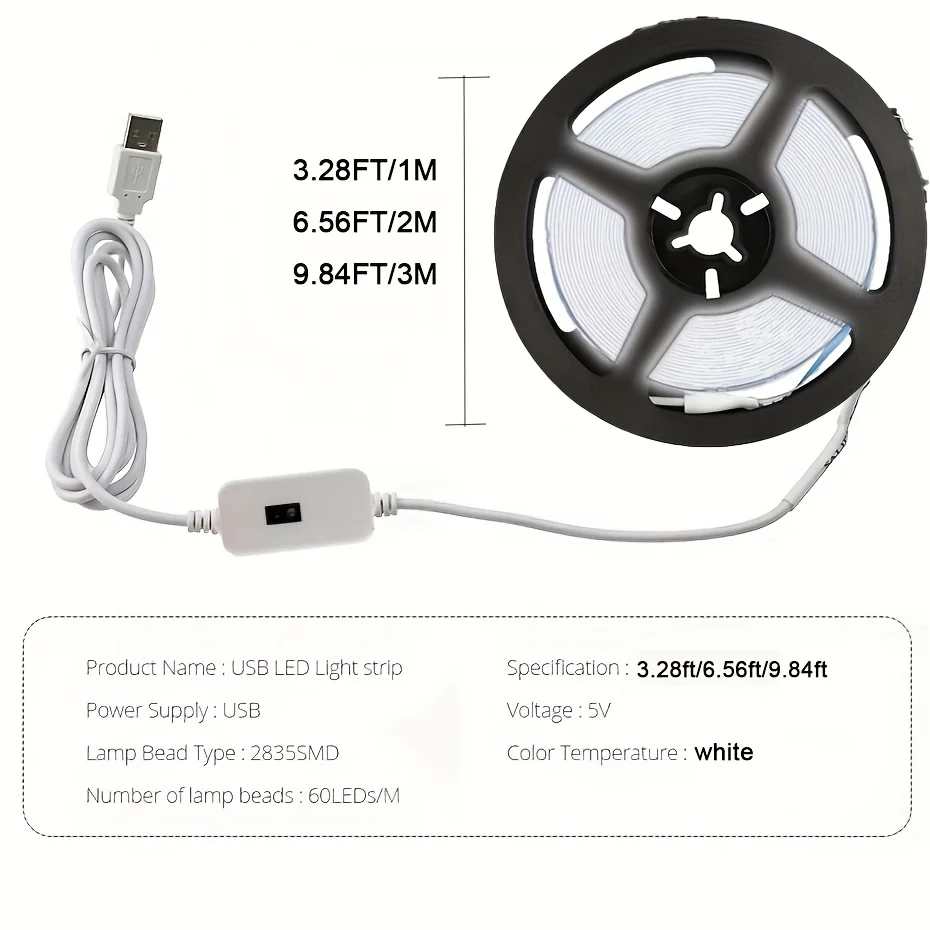 LED Light Strip USB LED Lights Strip DC 5V Smart Dimmer Gesture Sensor Switch Control 60LEDs/m Backlight LED Ribbon Tape TV Lamp Room Decoration