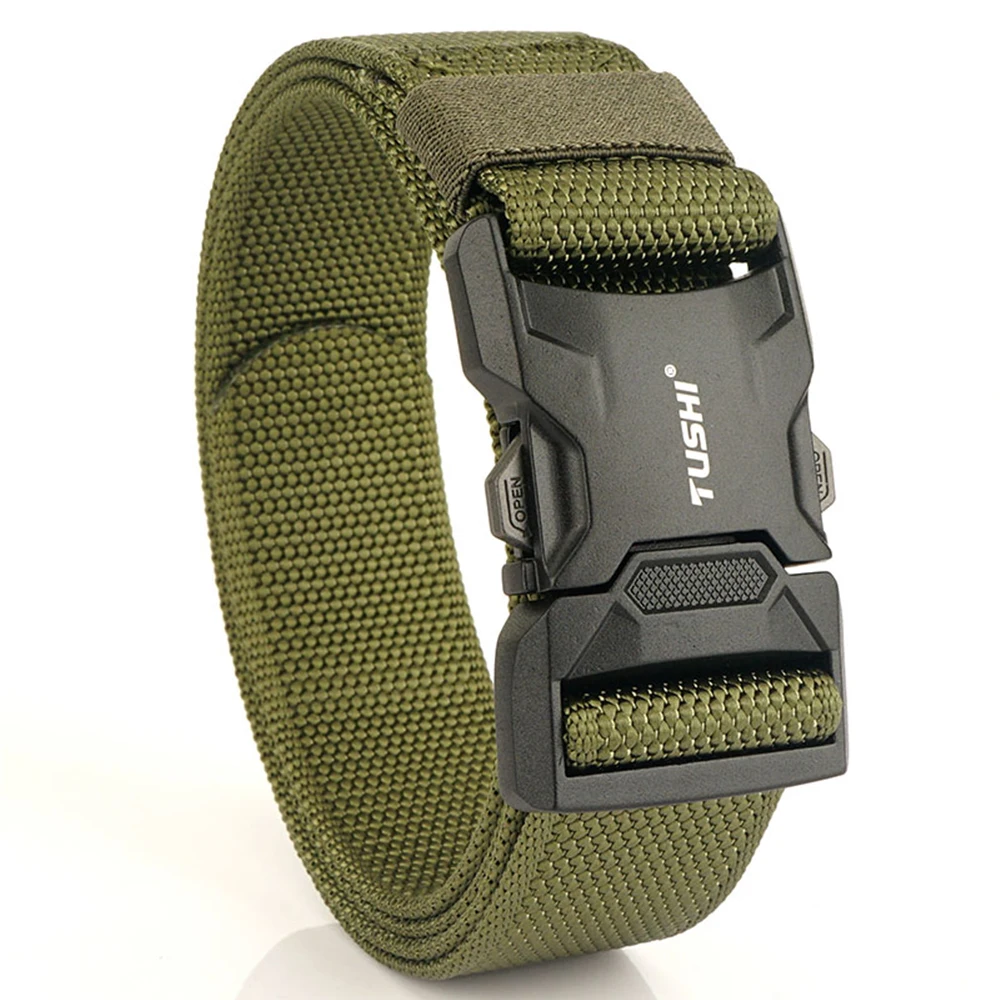TUSHI NEUE Quick Release Aluminium Legierung Steckbare Schnalle Elastische Gürtel Für Männer Langlebig Taktische Gürtel Cowboy Outdoor Armee Jagd – Detail 21