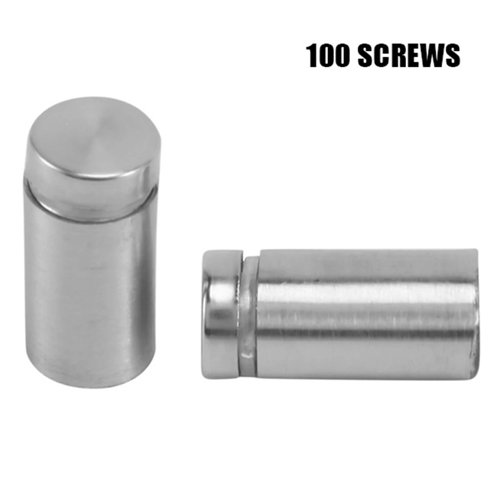 100 Pack Sign Standoff Screws Advertising Screws Stainless Steel Wall Standoff Mounts Glass Acrylic Nail (1/2 x 1 Inch) 2