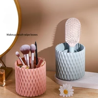 1pc 360° Rotating Makeup Brush Holder - Multi-Functional Dresser/Desk Beauty Box for Student & Pencil Storage - White and Pink 2
