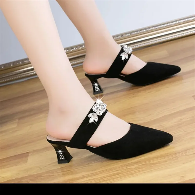 

Women Cute High Quality Spring & Summer Black Suede Heel Shoes Lady Casual & Leisure Sweet Comfort Shoes Zapatos De Mujer E1370