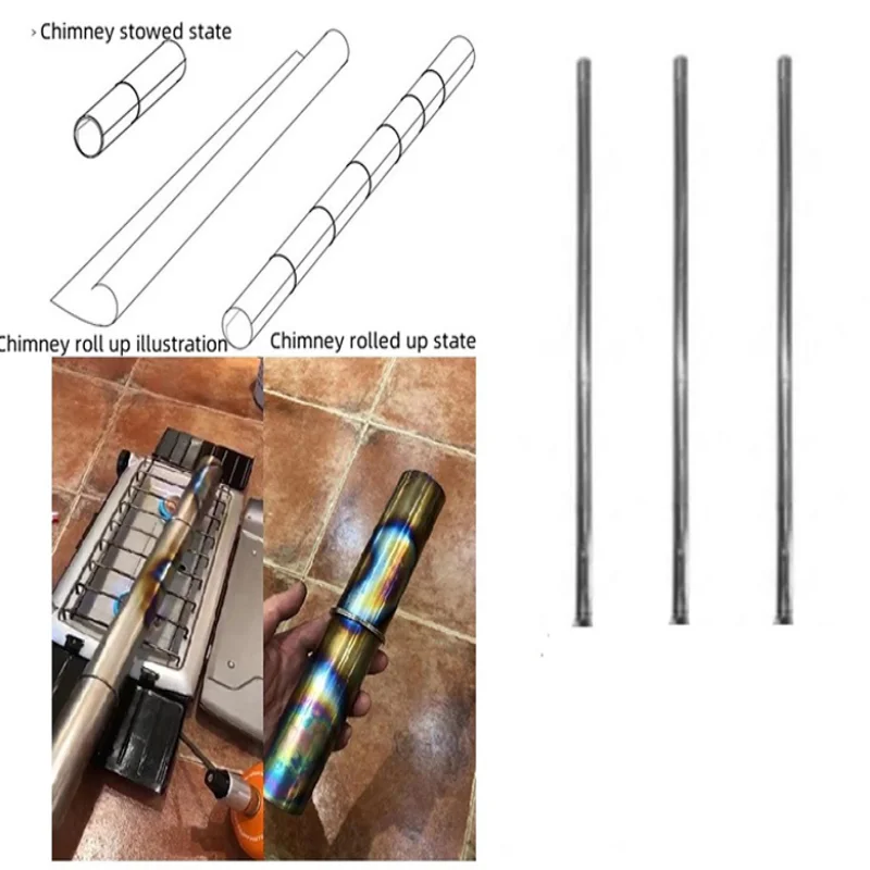 Portable Stainless Steel Chimney Pipe Metal Roll Chimney For Outdoor Camping Tent Wood Stove DIY Pipe Stove Accessories