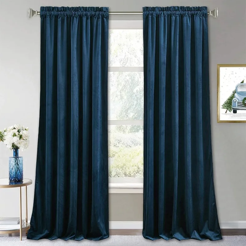 Navy Velvet Blackout Curtains 1