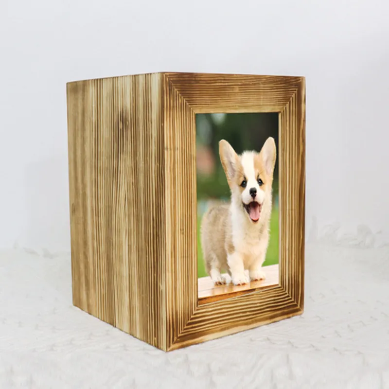 Dog Urns Pet Memorial Wooden Urns for Dog Ashes Casket Cat Memorial Funeral Coffin Dogs Funeral Box with Photos Frame Wooden Box