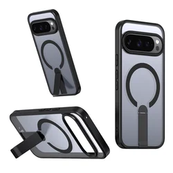 Rugged Shockproof Magnetic Stand Holder with Kickstand for Google Pixel 9ProXL (Black)