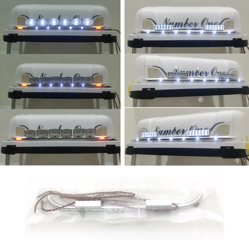 

LED Spotlight Aluminum Alloy CNC Sun Visor Light for 1/14 Tamiya RC Truck Trailer Scania 56368 770S 56371 DIY Car Lamp DIY Part