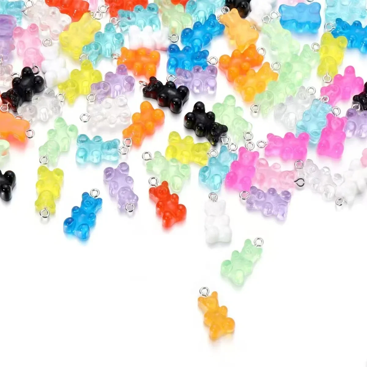 10Pcs 14 Colors Cute Animal Gummy Bear Resin Charms For Making Drop Earrings Pendants Necklaces Keychain DIY Jewelry Findings resin charms