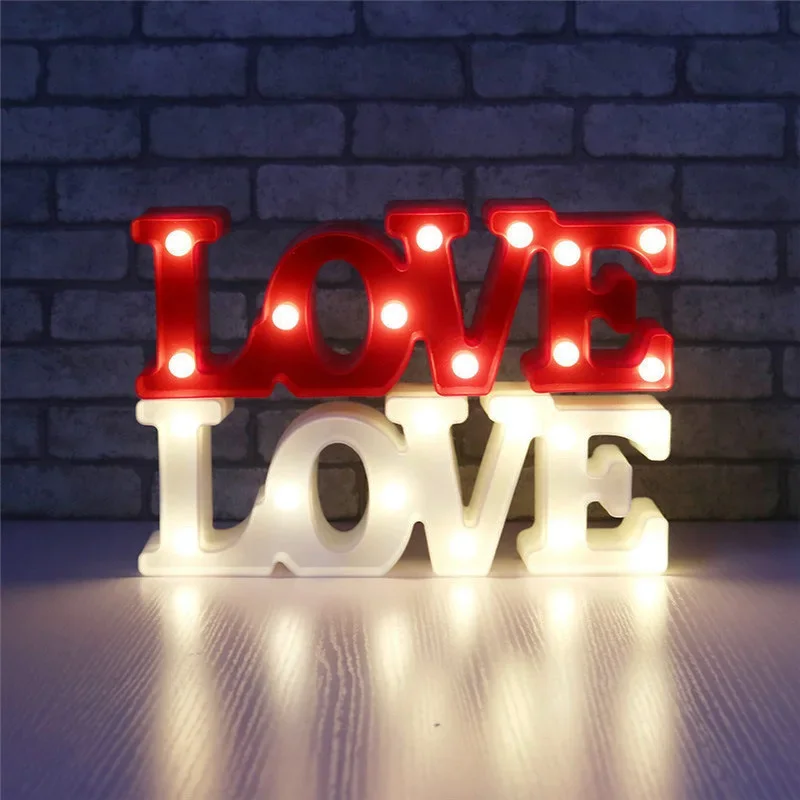 

Романтическое Предложение ко Дню Святого Валентина, 3D надпись с надписью «LOVE», настольная лампа с подсветкой в виде двух сердечек, лампа с фонарями для рождества и свадьбы