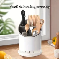 1Pc Kitchen Storage Round Chopsticks Tube Space Saving Tableware Storage Holder With Drain Plate Kitchen Chopstick Drain Box 4