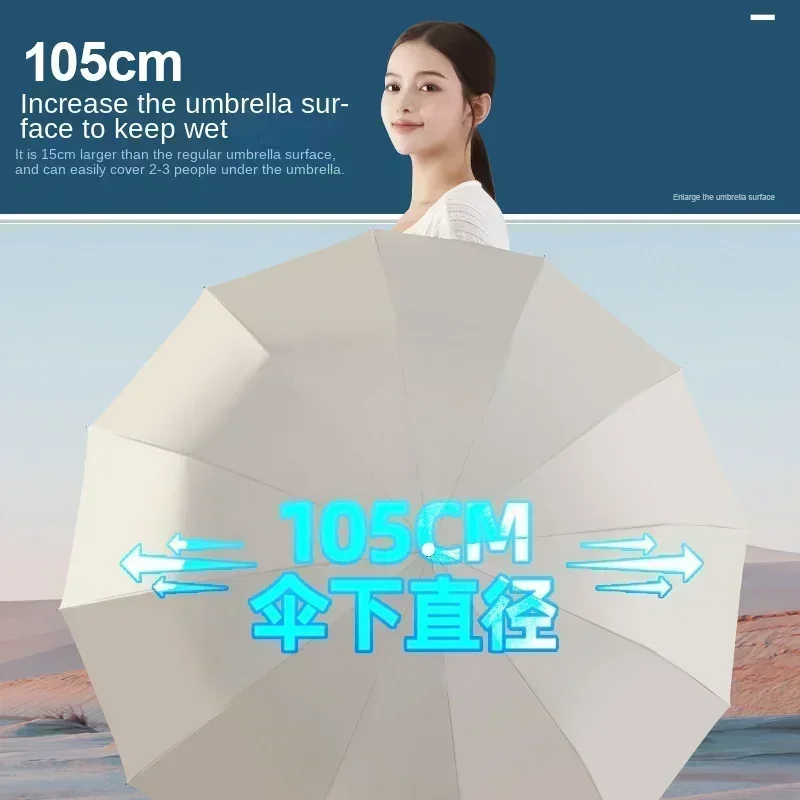 Deluxe Windproof Folding Umbrella with UPF 50+ UV Protection
