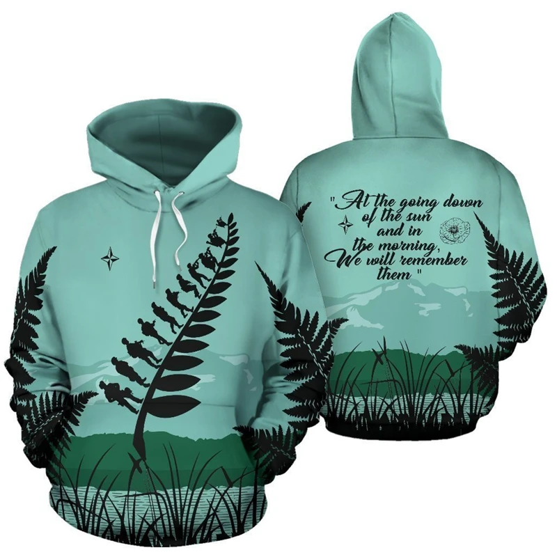 thumbnail image 1 of Sudadera con capucha con estampado 3D del Día de Anzac para hombre, ropa para que no olvidemos a Australia y Nueva Zelanda, sudaderas con héroes, suéteres con flores Remember, 1 of 5