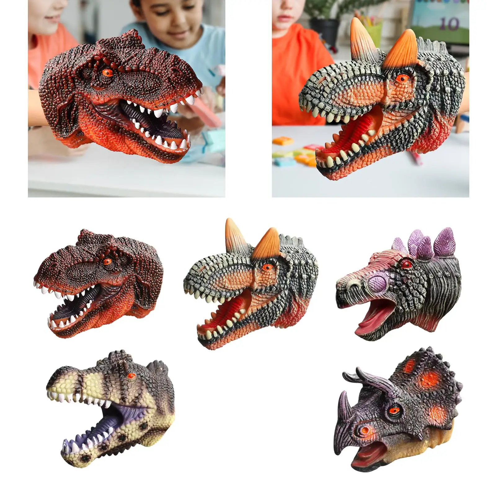 Dino Hand Puppet Soft Realistic Halloween Party Favor Simulation Hand Puppet for