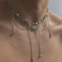 Boho géométrique Transparent cristal bijoux mode Vintage Sexy Zircon coeur pendentif gland collier pour les femmes Neelry 1