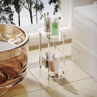 Clear Acrylic Oval End Table 2-tier Bedside Nightstand for Living Room Bedroom Home Decor Suitable for Living Room Bedroom 2