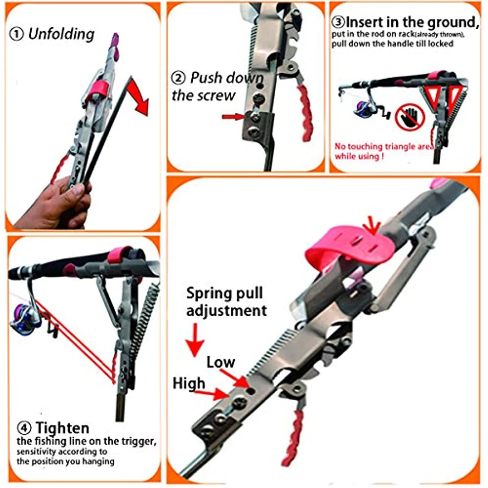 Automatic Rod Stainless Steel Double Single Spring Foldable Angle Bracket Pole Holder Lifting Device For Fishing_voghion.com