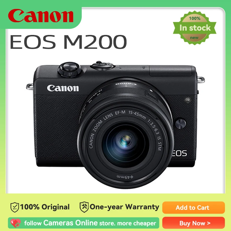 Canon EOS M200 Mirrorless Digital Camera With EF-M 15-45mm IS STM Lens Compact Camera Professional Photography Original