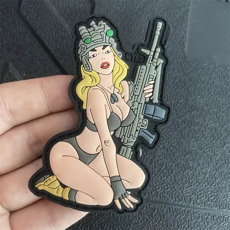 

Military Fan Hook and Loop Armband Pvc Soft Rubber Badge Outdoor Backpack Personalized Tactical Patch Sexy Girl Emble