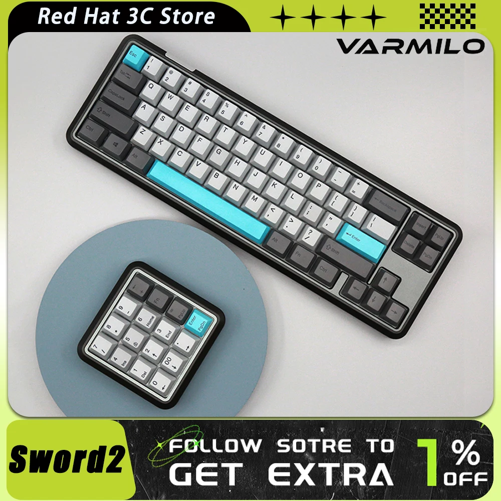 

Varmilo Sword2 Mechanical Keyboard Aluminium Alloy Monochrome White Backlight Hot Swap Gaming Keyboard PBT Ergonomics Pc Gamer