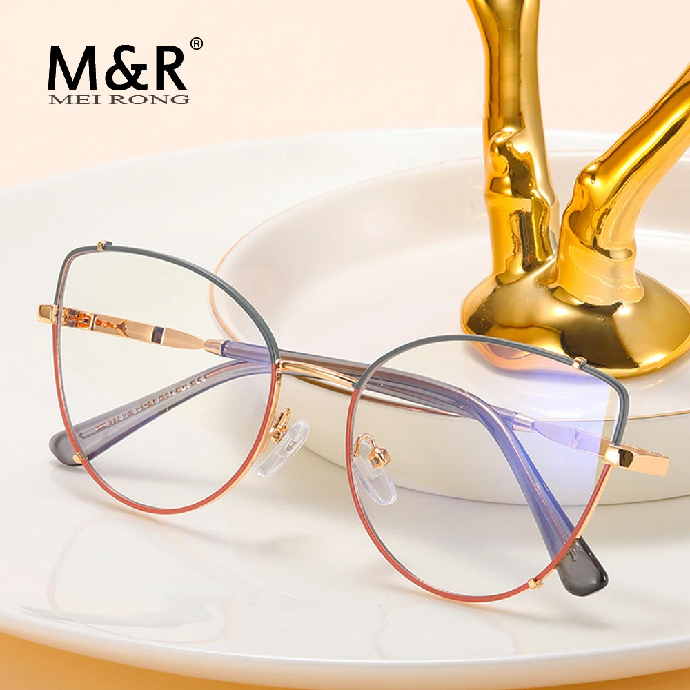 

Новинка 2023, женские ультратонкие очки, модные очки в металлической оправе с кошачьими глазами, деловые офисные компьютерные очки, Gafas