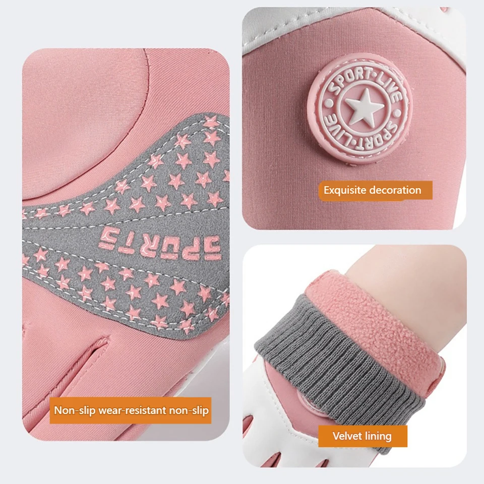 GTUBIKE Autumn Winter Cycling Gloves Children 5 to 12 Years Old Boys Ski Gloves Girls Skateboard Warm Kids Non-slip Thick Gloves