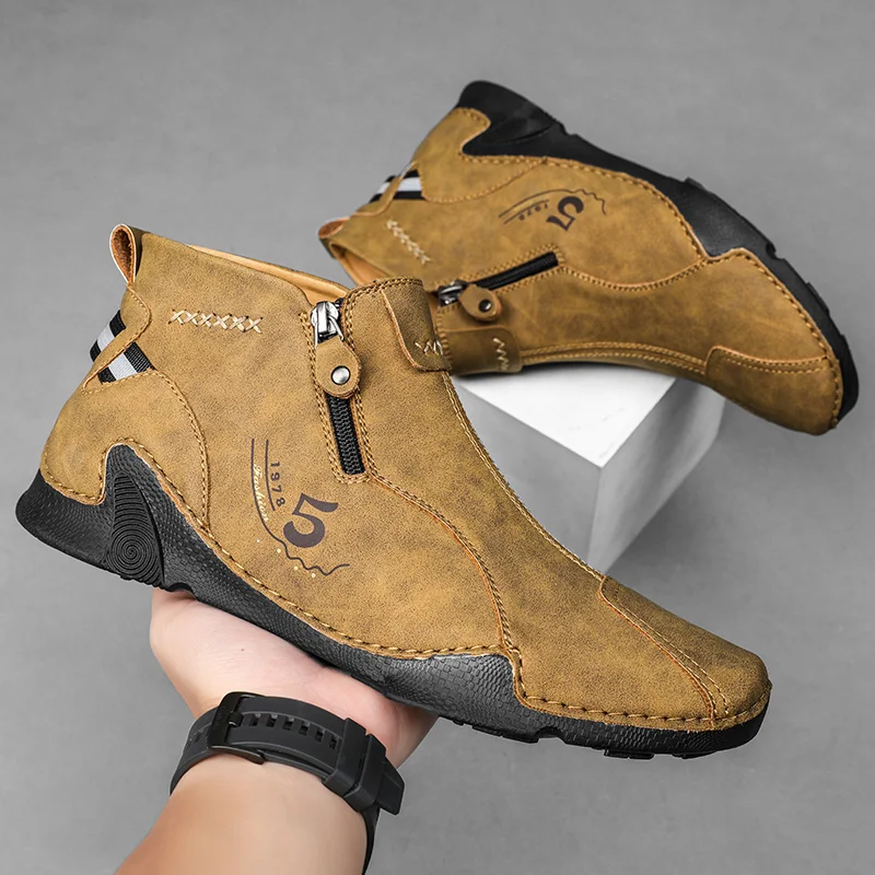Men Chelsea Boots Winter Suede Ankle Boot British Style Leather Soft Sole Round Head Wedding men chelsea boots