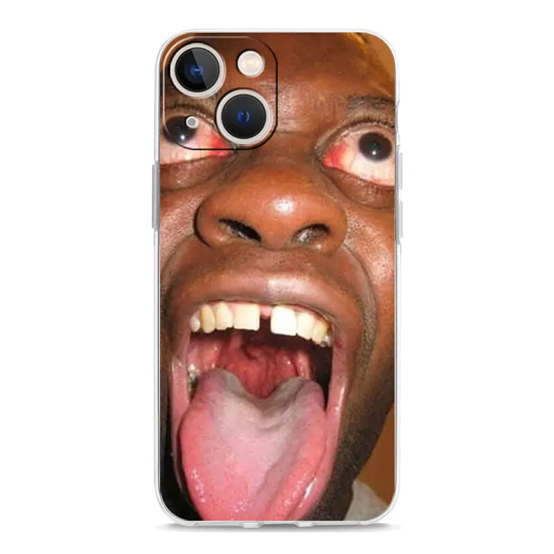 Soft TPU Transparent Phone Case Cover with Humorous Ugly Man Design