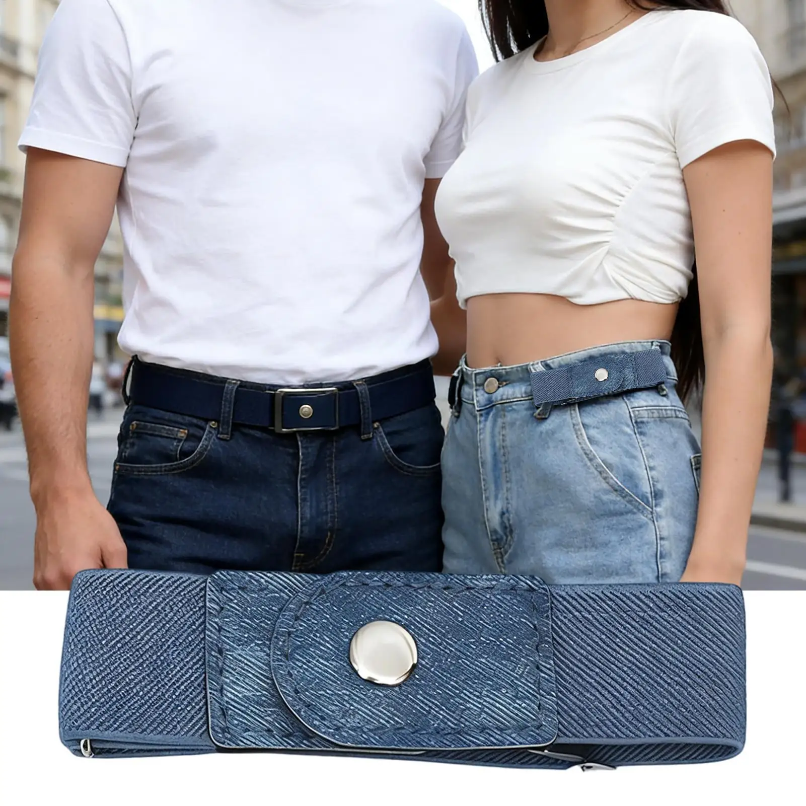 1 Paar Schnallenfreier Gürtel, elastischer, verstellbarer Riemen, schnallenloser Gürtel für Damen und Herren, Jeans, Hosen, Kleider, Freizeit, Arbeit, Golf, Taillengürtel – Detail 2