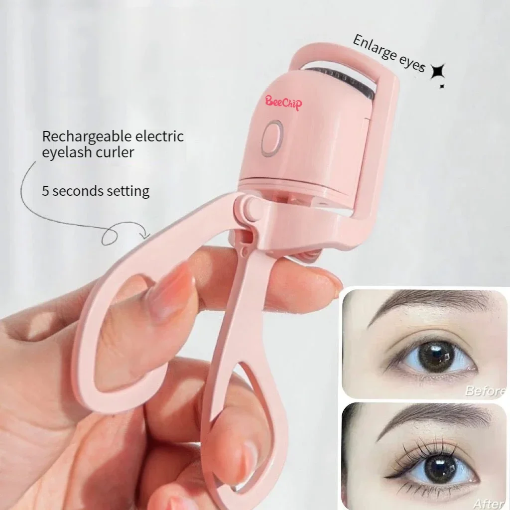 Eyelash curler Pink Electric Eyelash Curler Charging Model Fast Heating Portable Shaping and Lasting Curling Eyelash Clip