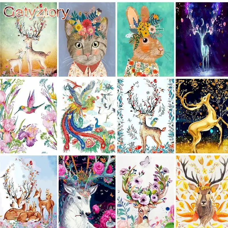 

GATYZTORY 60x75cm Painting By Numbers Elk Landscape For Kids On Canvas Adults Crafts Wall Art Graduation Decors Picture Paint