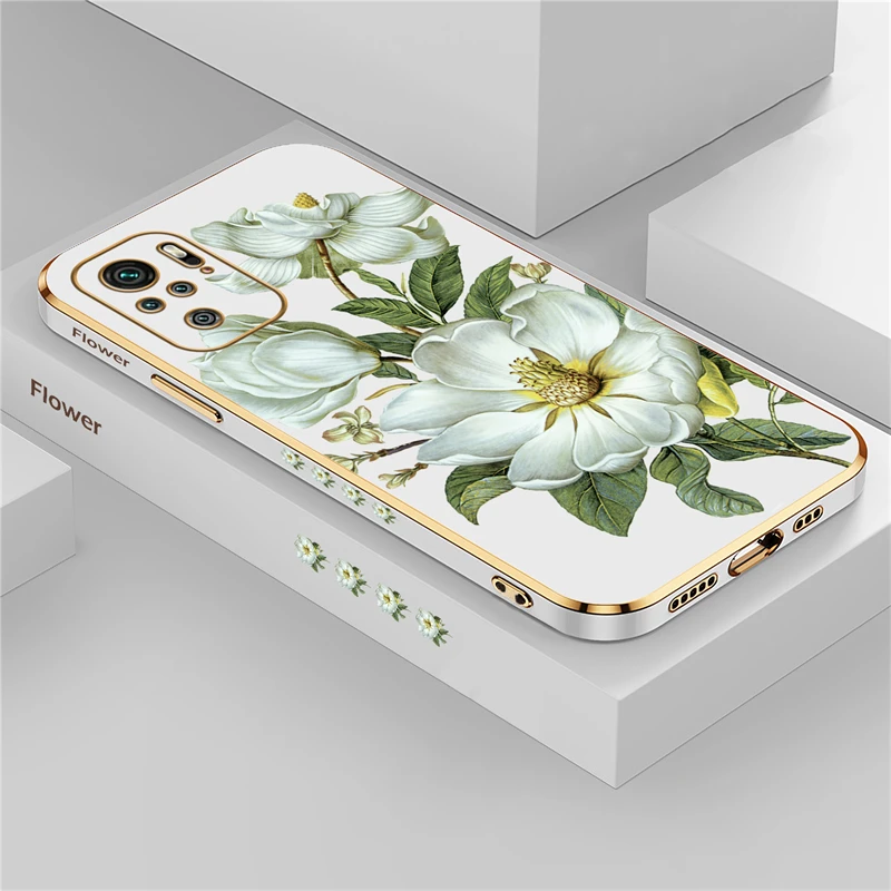 Luxury Plating Flower Pattern Silicone Phone Case