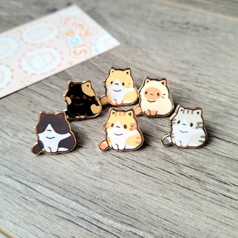 귀여운 작은 고양이 에나멜 핀 카와이 키튼 메탈 배지 만화 동물 브로치 쥬얼리 액세서리 고양이 애호가를 위한 선물