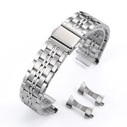 Curved End Stainless Steel Watch Strap - Universal Metal Wristband Bracelet (Multiple Sizes) - 22mm (Silver)
